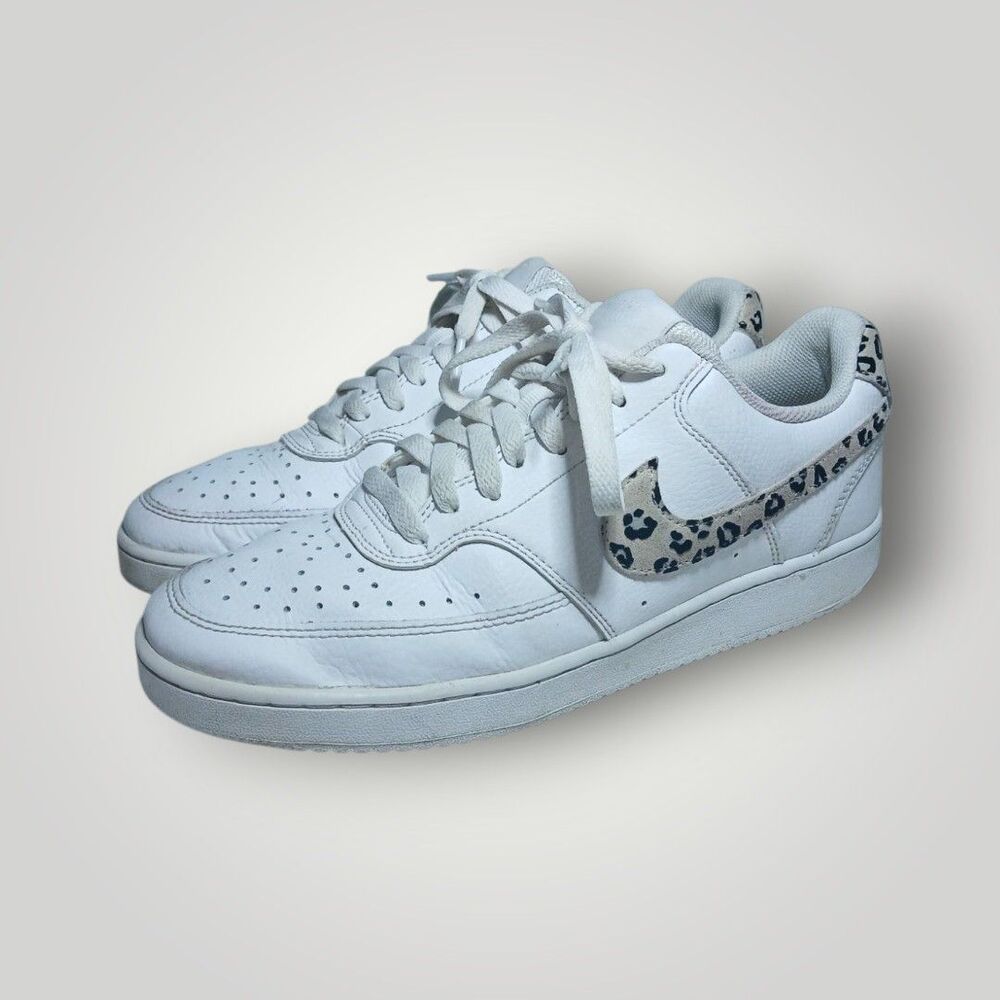 Nike White and Leopard Print Athletic Shoes